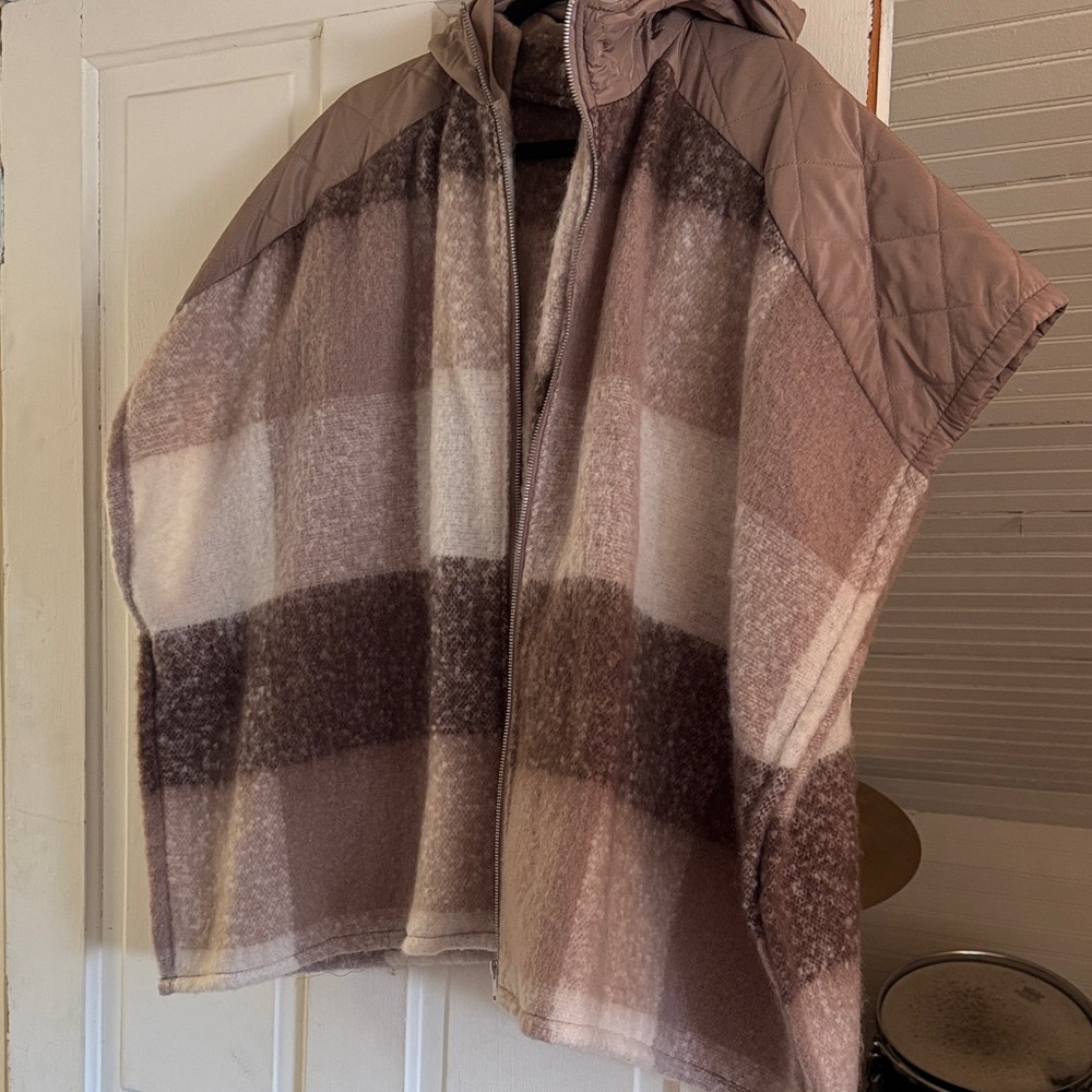 Plaid Hooded Cape Coat